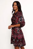 Mandy Long Sleeve Mini Dress Chocolate Brown