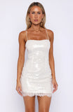 Taking It Easy Sequin Mini Dress Off White