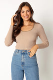 Wells Long Sleeve Knit Top Taupe