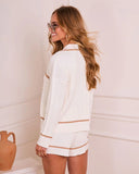 Daytime Hang Ribbed Contrast Trim Top