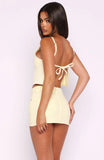 Happiness Is Key Mid Rise Denim Mini Skirt Lemon
