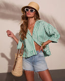 Harbor Honey Striped Cotton Button Down Top