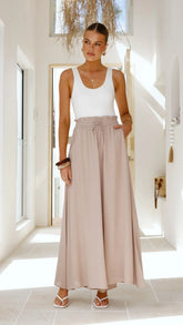 Avery Wide Leg Pants Beige