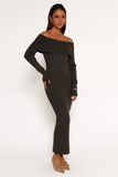 Archie Off The Shoulder Midi Dress Olive
