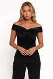 Rita Velvet Off Shoulder Top Black