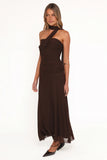 Charly One Shoulder Maxi Dress Brown