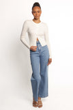 Searie Ribbed Cardigan Top Cream