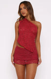 Its A Love Story Lace Mini Skort Berry