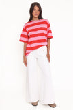 Zestora Tee Red Pink Stripe