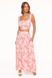 Tyler Drop Waist Maxi Skirt Rose Pink Floral
