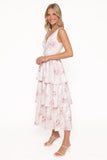 Natarsha Maxi Dress White Pink Floral