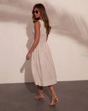 Alorah Striped Fit and Flare Midi Dress
