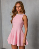Light Shift Embellished Tweed Mini Dress