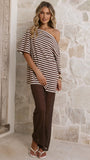 Reda Semi Sheer Pants Chocolate White Spot
