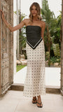 Onella Semi Sheer Maxi Skirt Cream Black Polka Dot