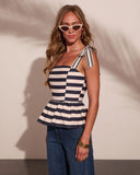 Golden Coast Striped Cotton Peplum Top