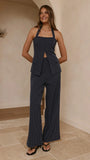 Fallon Halter Neck Top Navy