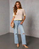 Elarina Open Knit Short Sleeve Sweater