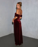 Oriena Off The Shoulder Velvet Maxi Dress