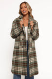 Anika Plaid Long Coat Green Brown