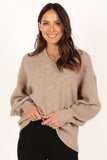 Carly Collar Knit Sweater Oatmeal