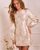 Brunch Bound Socialite Floral Brocade Mini Dress