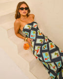 Chasing Paradise Postage Stamp Print Maxi Dress