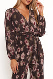 Solange Plisse Jumpsuit Steel Grey Floral