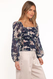 Maia Long Sleeve Top Navy Floral