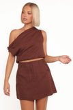 Shaw Off Shoulder Top Chocolate Brown