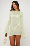 Stand And Stare Long Sleeve Mini Dress Pistachio