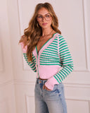 Light Breeze Knit Striped Cropped Cardigan