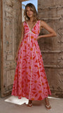 Tisha Maxi Dress Pink Red Floral