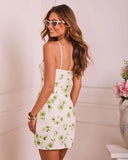 Feathered Garden Floral Linen Mini Dress