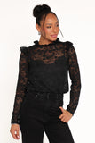 Lettie Lace Ruffle Top Black