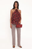 Zorina Halter Neck Chiffon Top Brown Floral