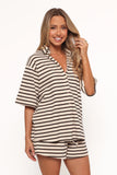 Alden Cotton Knit Set Beige Black Stripe