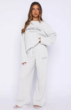 Leave Me Out Of It Waffle Wide Leg Sweatpants Grey Marle