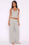 Looking Back Wide Leg Pants White Stripe