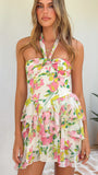 Nicole Mini Dress Green Pink Floral