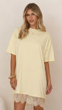 Saya T Shirt Lace Mini Dress Yellow