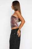Make It Real Strapless Sequin Bustier Floral Shadows