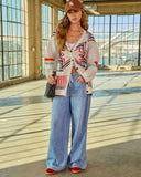 Layered Ease Abstract Knit Cardigan