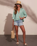 Harbor Honey Striped Cotton Button Down Top