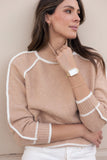Rylee Contrast Hem Knit Sweater Camel