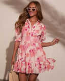 Tiah Collared Floral Mini Dress