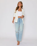 Sandy Linen Pocketed Blazer