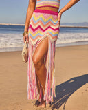 Horizon Honey Fringe Crochet Maxi Skirt