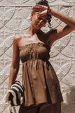 Ember Strapless Tunic Top Brown