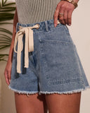 Anelle Drawstring High Rise Denim Shorts